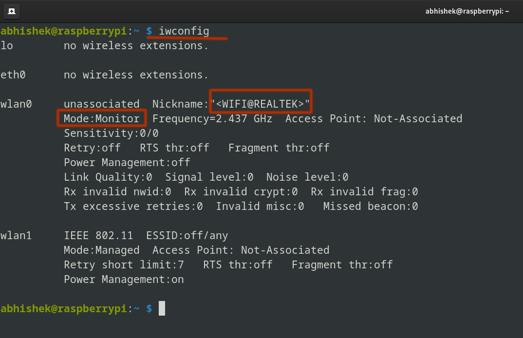 Monitor mode for wifi adapter