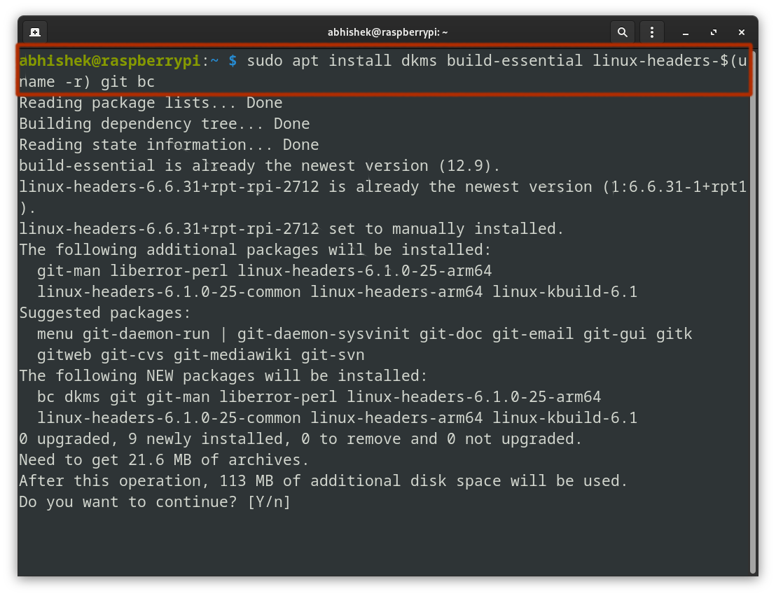 Installing build essentials on Pi