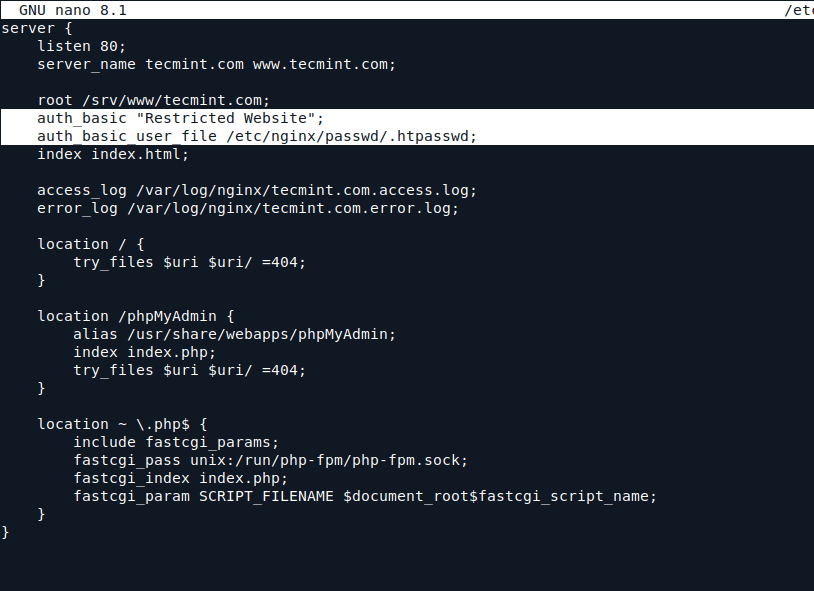 Password Protect Nginx Virtual Host