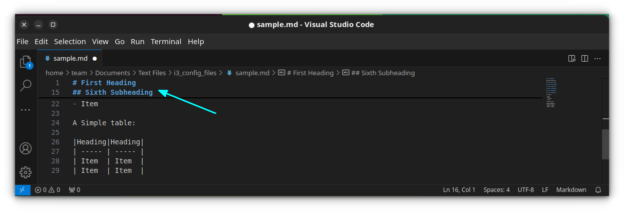 Sticky scroll in VS Code. So, when you scroll, each main section you are currently editing are sticked to the top of the editor.