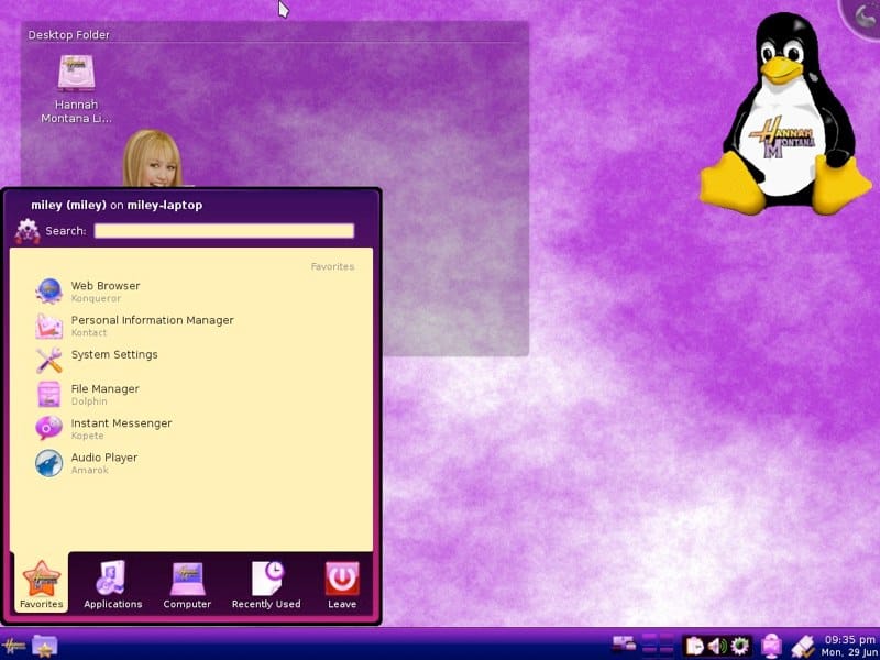 a screenshot of hannah montana linux