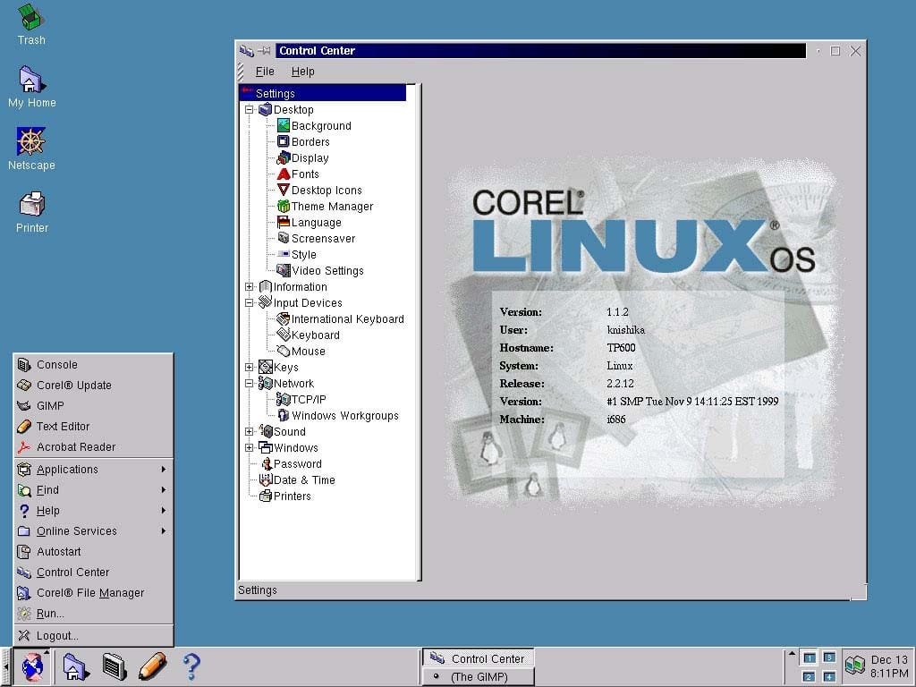 a screenshot of corel linux