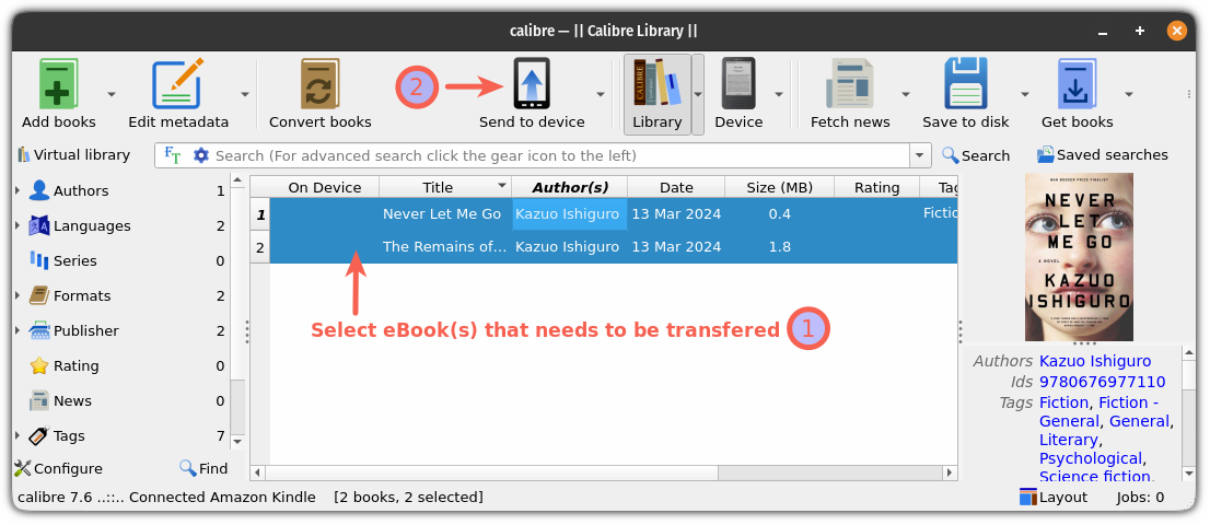 Send eBooks to Kindle using Calibre in Linux