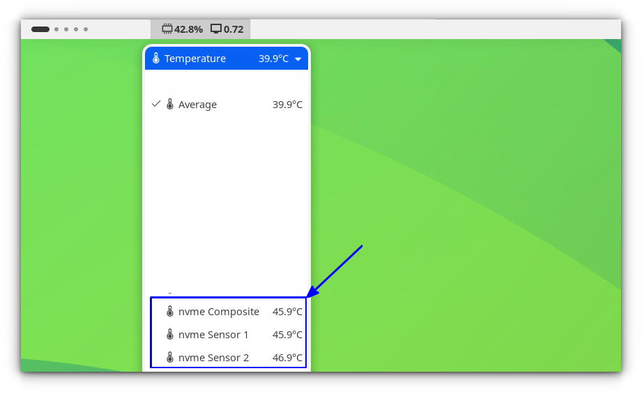 NVMe temperature in Vitals GNOME Extension