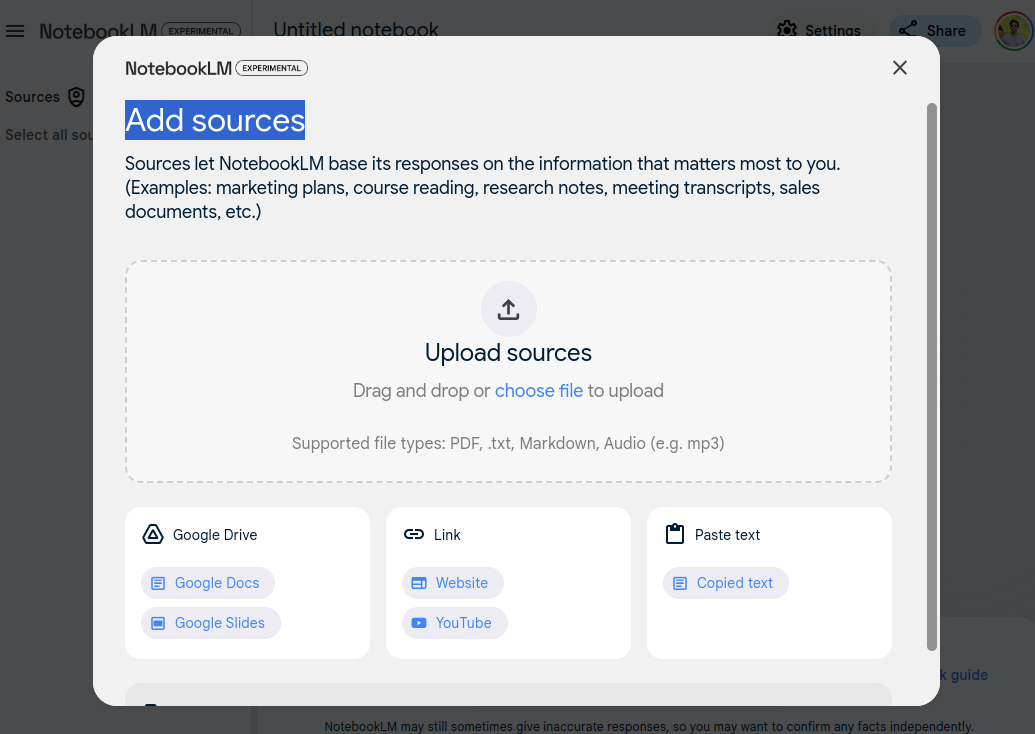 Add Sources to NotebookLM