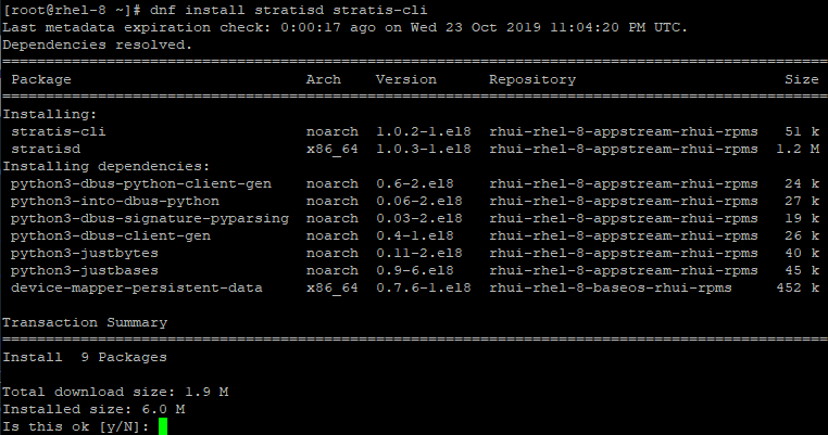 Install Stratis in RHEL 8