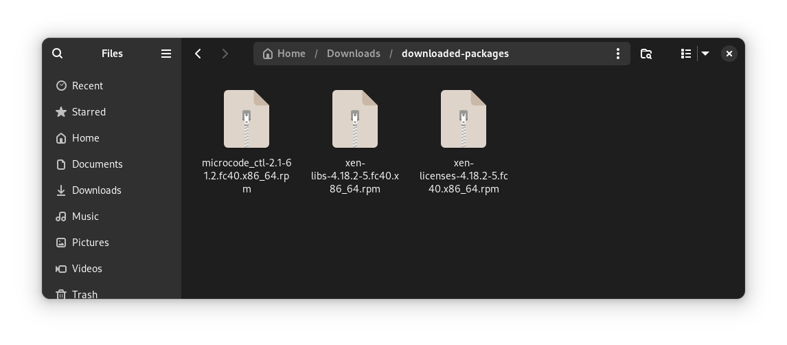 Downloaded packages in file manager.