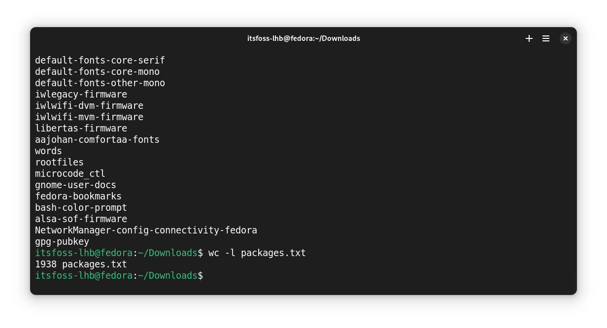 Get a list of all installed packages in Fedora.