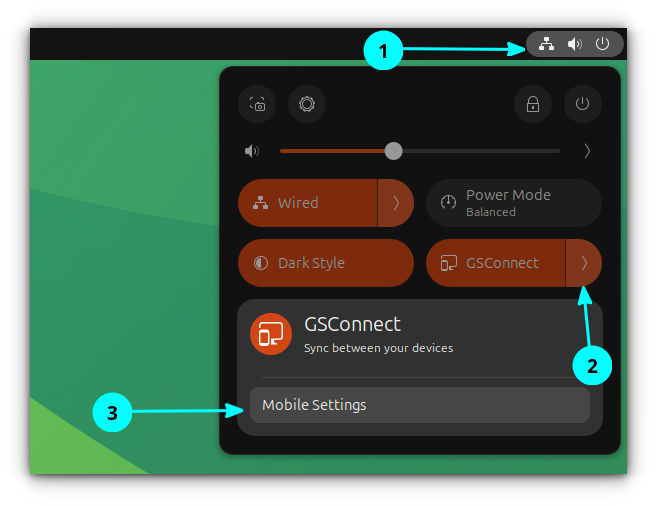 Click on "Mobile Settings" option in GSConnect extension. You can see the extension in GNOME Shell system tray buttons.