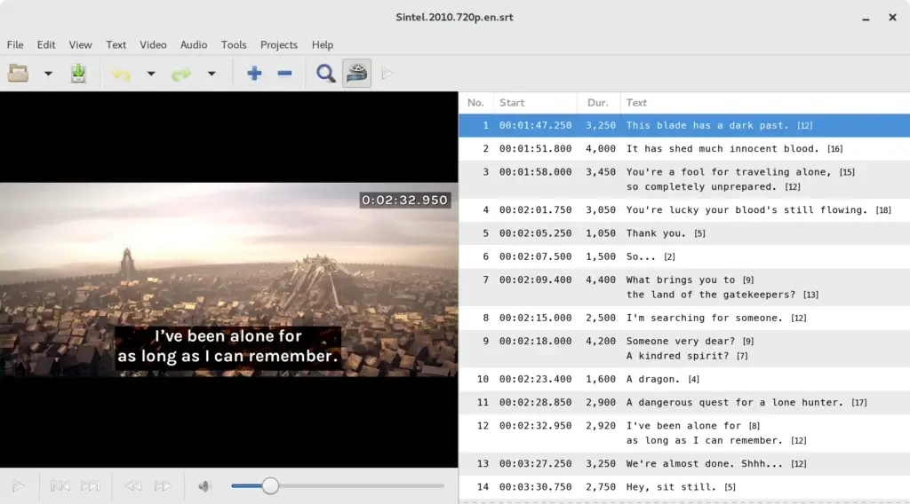 Gaupol - Video Subtitle Editor