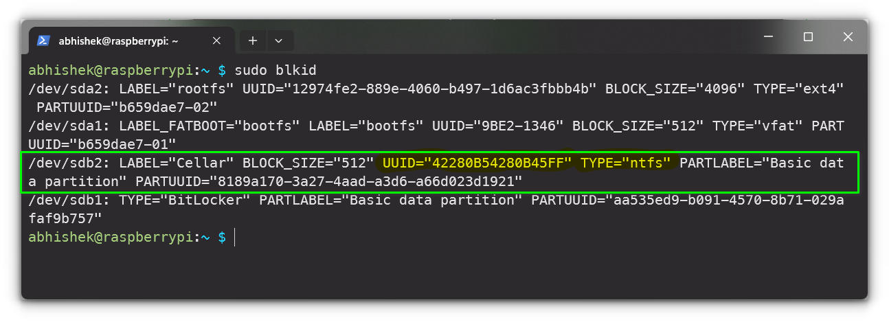 Looking for the UUID of storage device