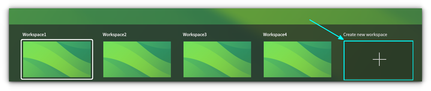 Add new workspaces to UKUI. Click on the Plus button.