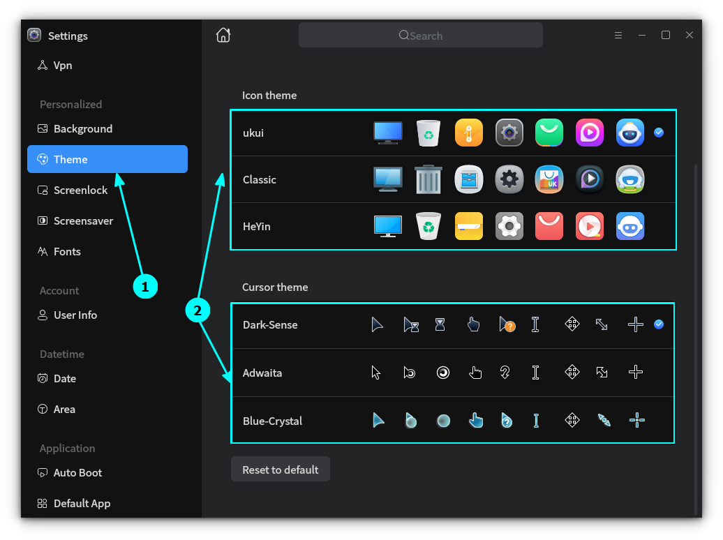 Set default cirsor and icon theme in UKUI