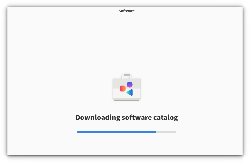 GNOME Software is downloading software catalog. Wait for some time to let this process complete.