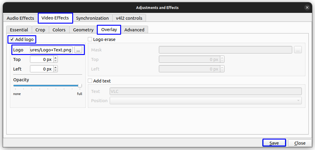 Add a logo image file on the specified field after enabling the “Add Logo” checkbox.