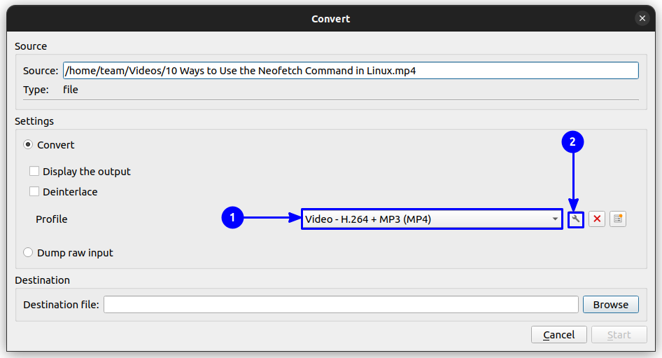 Select the output profile and then click on the adjacent preferences button.