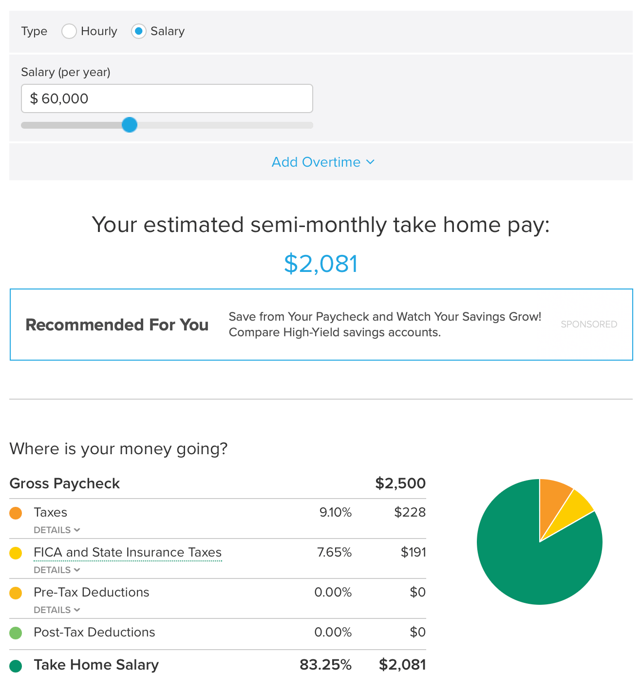 Paycheck Calculator Screenshot