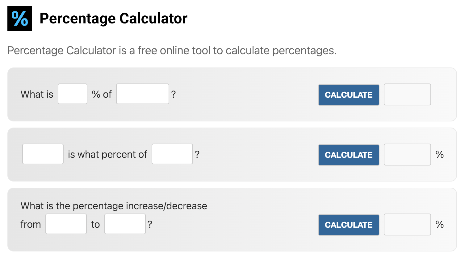 Percentage Calculator Screenshot