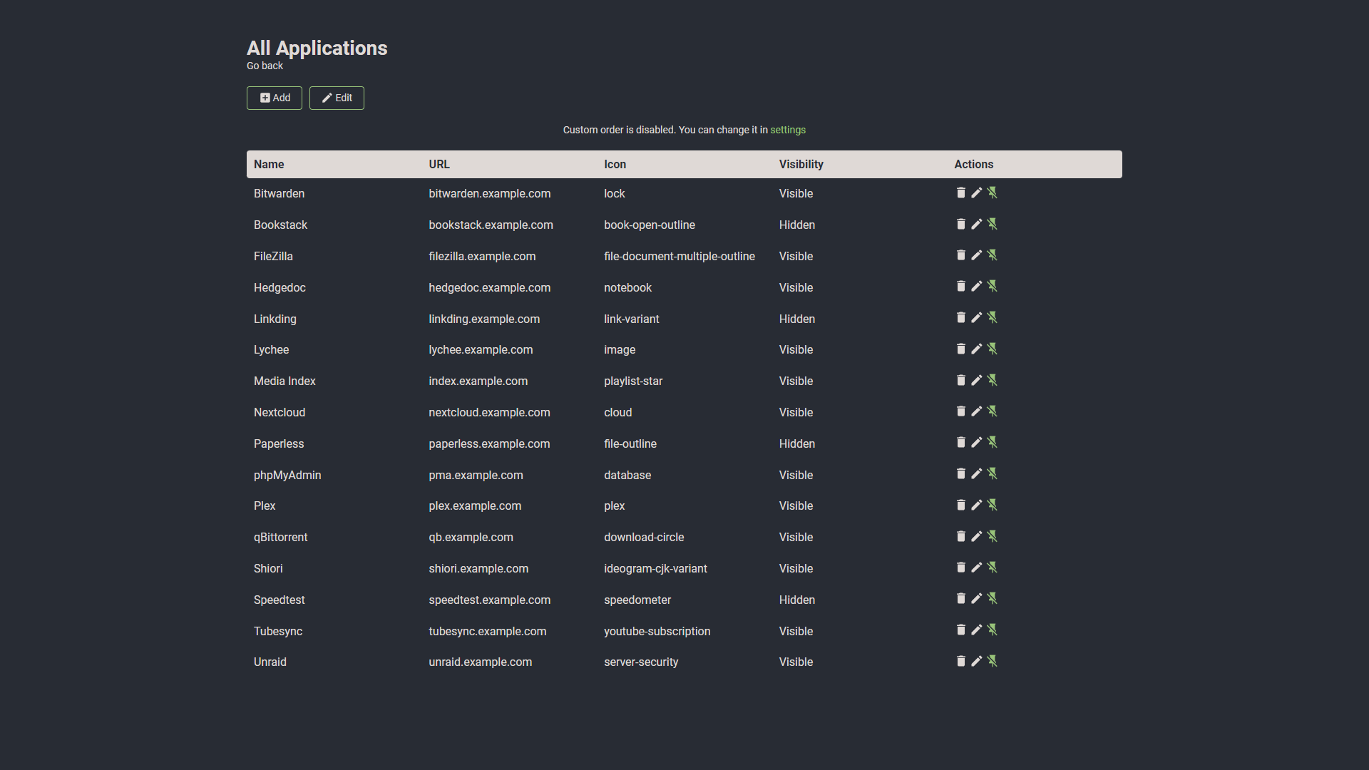 flame ui pinning different services at one place