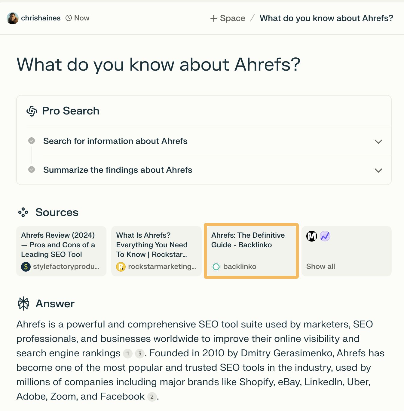 Asking Perplexity What It Knows About Ahrefs Brand