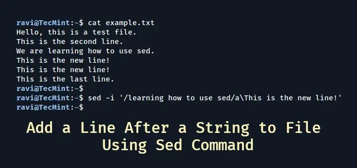 How to Append a Line After a String in a File Using sed Command