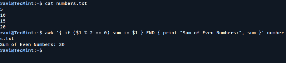 Calculate the Sum of Even Numbers