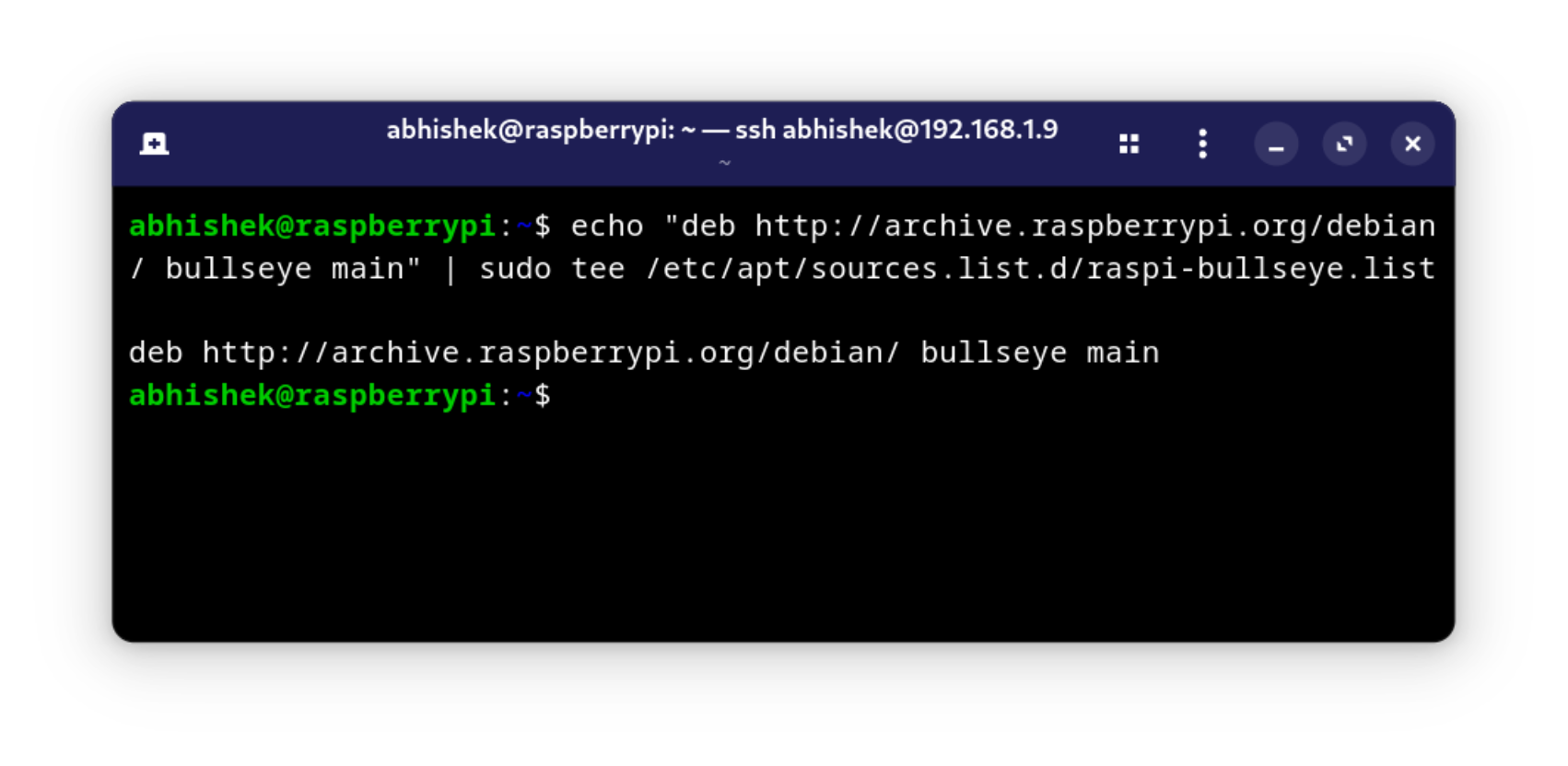 adding raspberry pi bullseye repository in Ubuntu