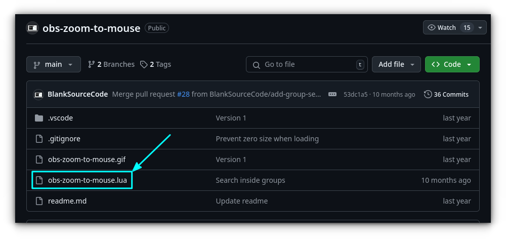 Click on the obs-zoom-to-mouse.lua Lua script to open that page.