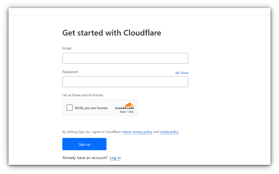 Sign in to Cloudflare