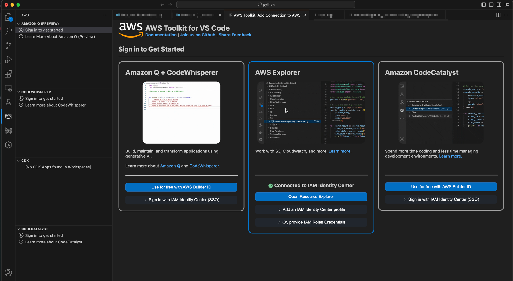 amazon code whisperer vs code extension page