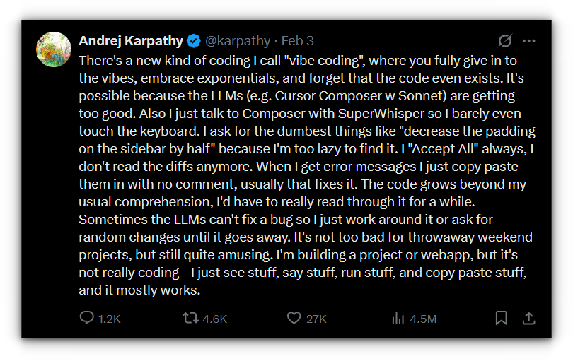 andrej karpathy tweet on vibe coding