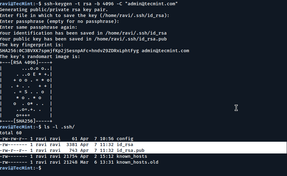 Create New SSH Key Pair