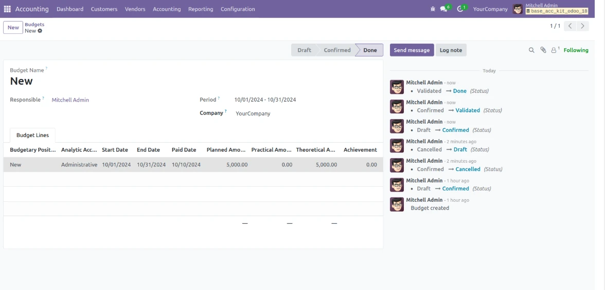 Budget Management Odoo App