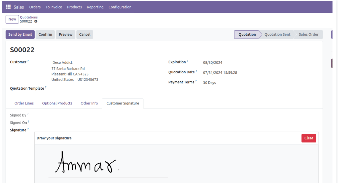 Web Digital Signature Odoo App