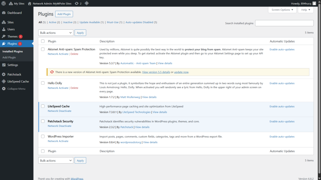 Installing plugins in a WordPress multisite network