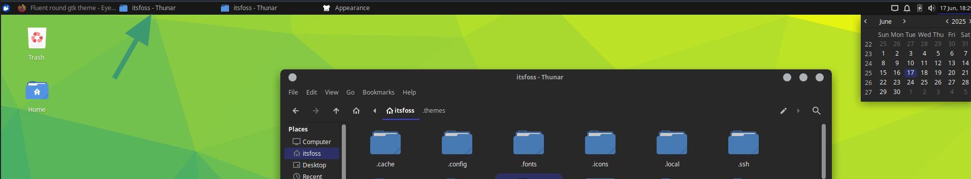 Xfce top panel
