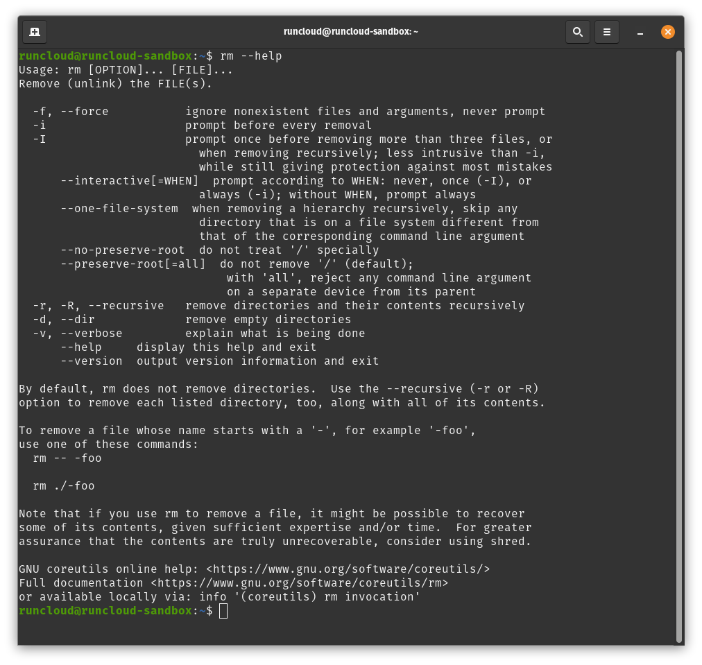 how to use rm command linux