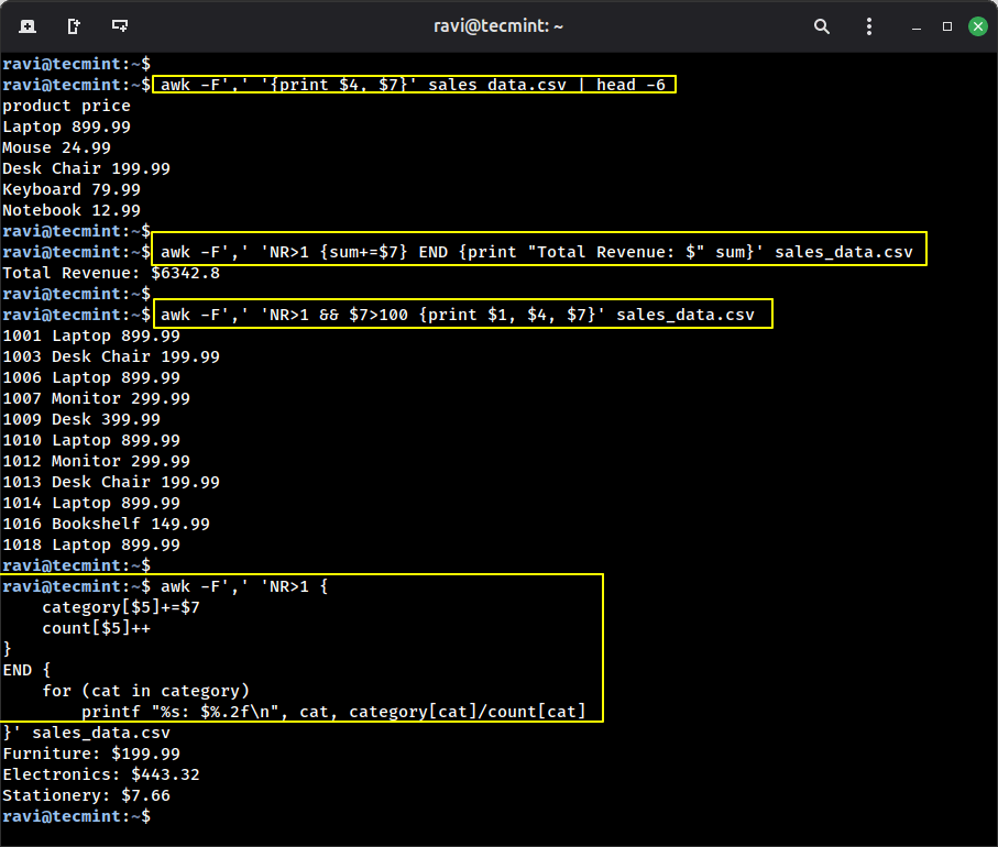 Using awk to Process Data on the Command Line