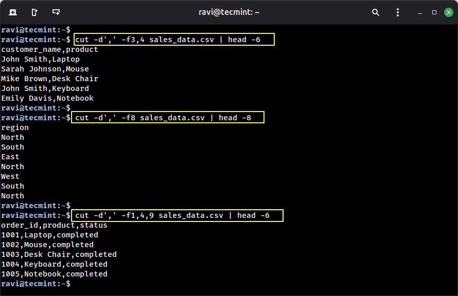 cut: Extract Columns from Files