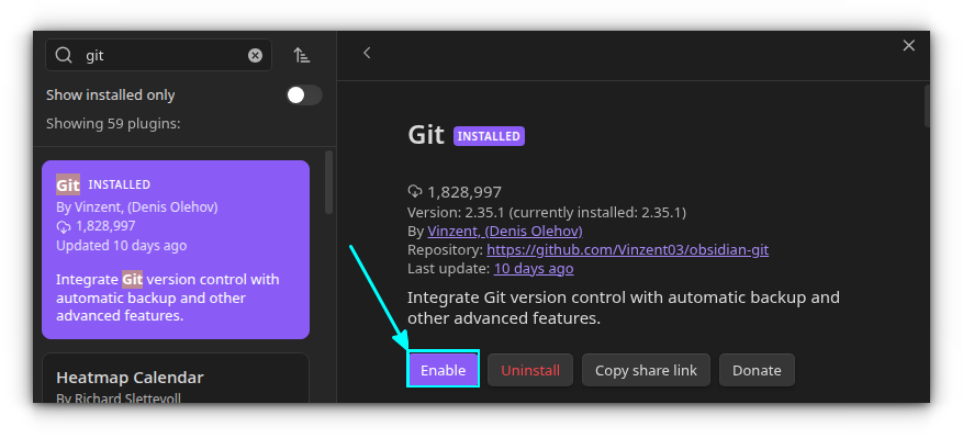 Enable git plugin.