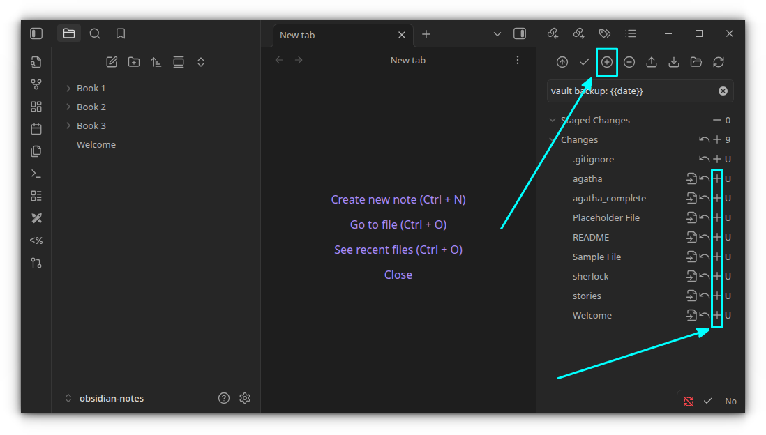 Stage Changes in Obsidian Git