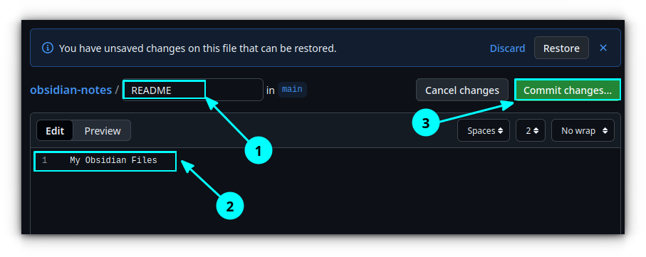 Enter file contents and commit.