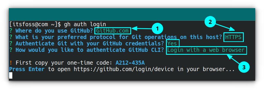 Initial GitHub choices.