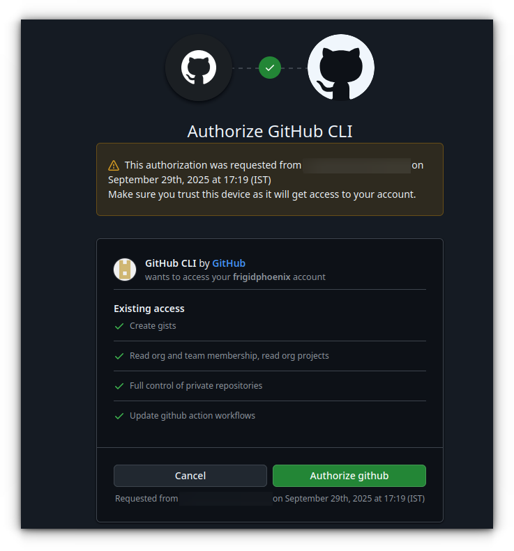 Check the details and verify. Once the details are correct, click on Authorize github button.