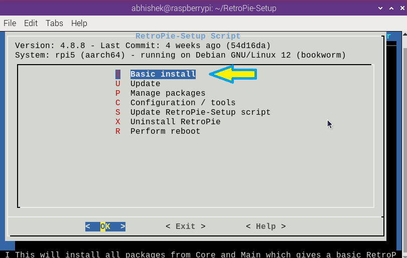 Go for basic install of RetroPie