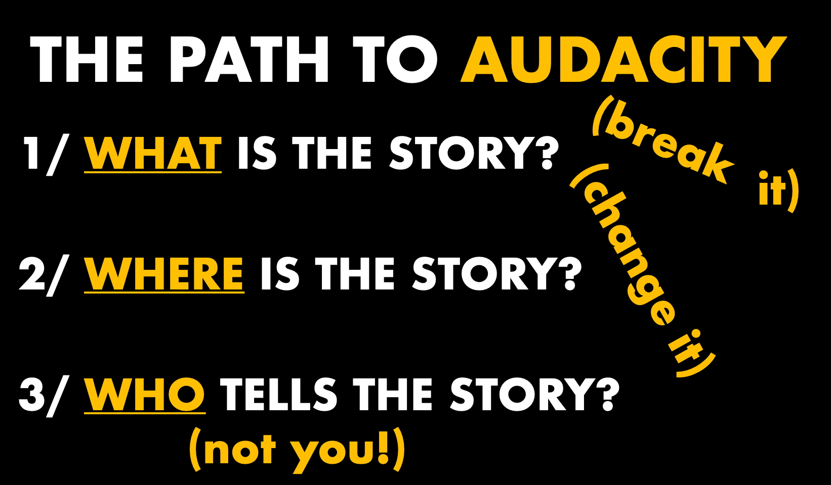 Slide showing the path to audacity