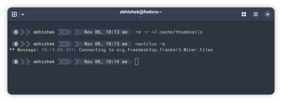 Cleaning up thumbnail cache in Fedora