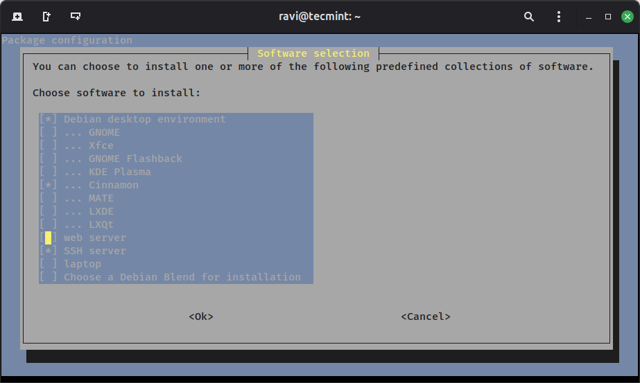 Using Tasksel’s Interactive Menu