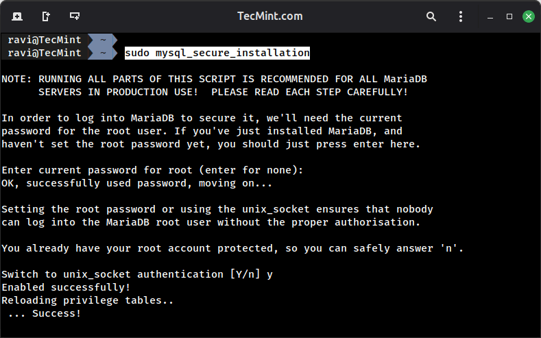 Securing Your MariaDB Installation