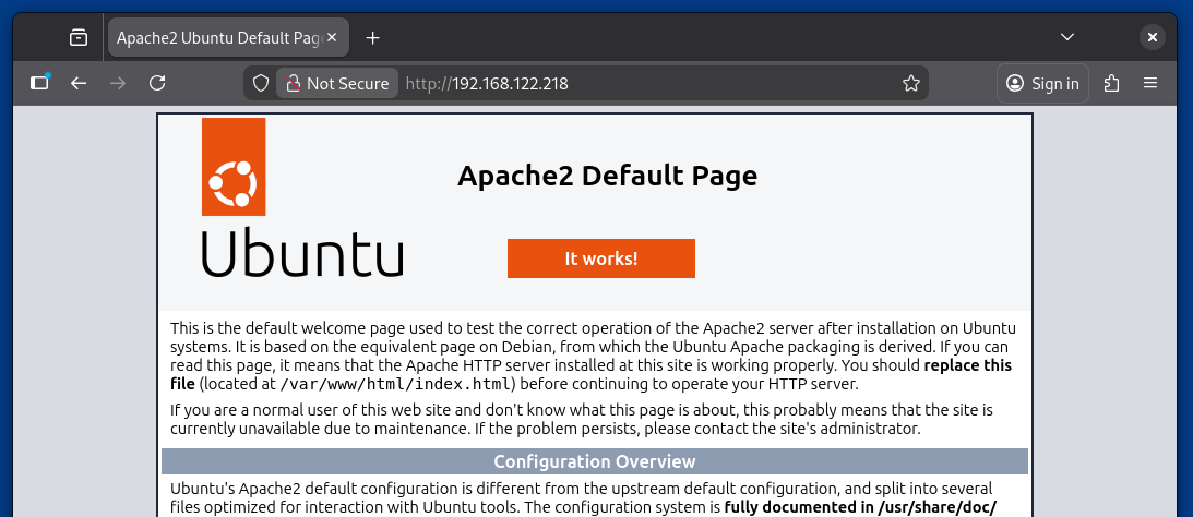 Verify Apache Web Server via Browser